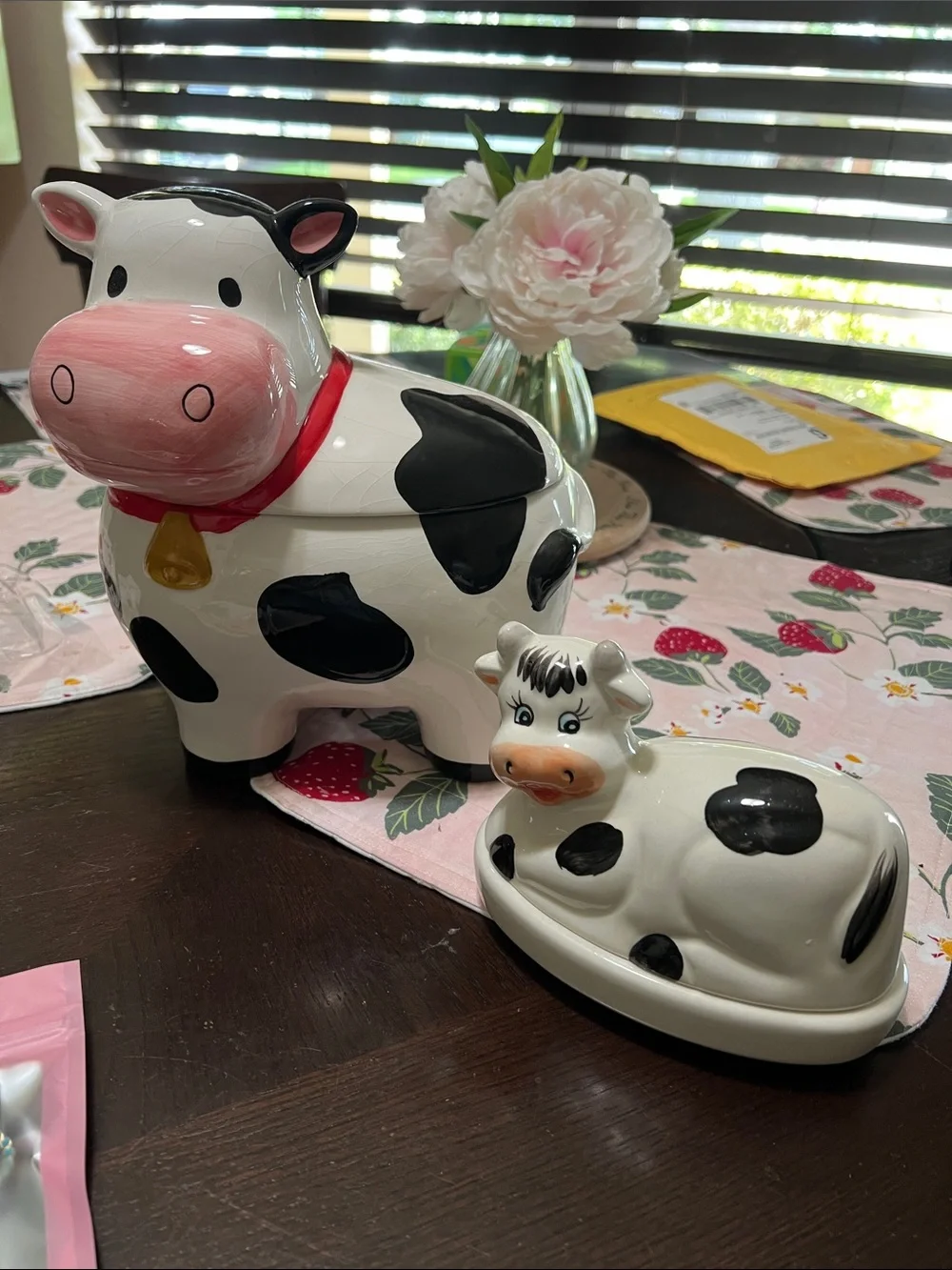 New PIER ONE Ceramic Black & White Cow Cookie Jar and Butter Dish Set